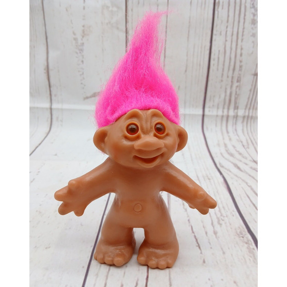 1986 Dam Troll Doll Pink Hair Vintage Mouth Open 5 In - Picture 1 of 6